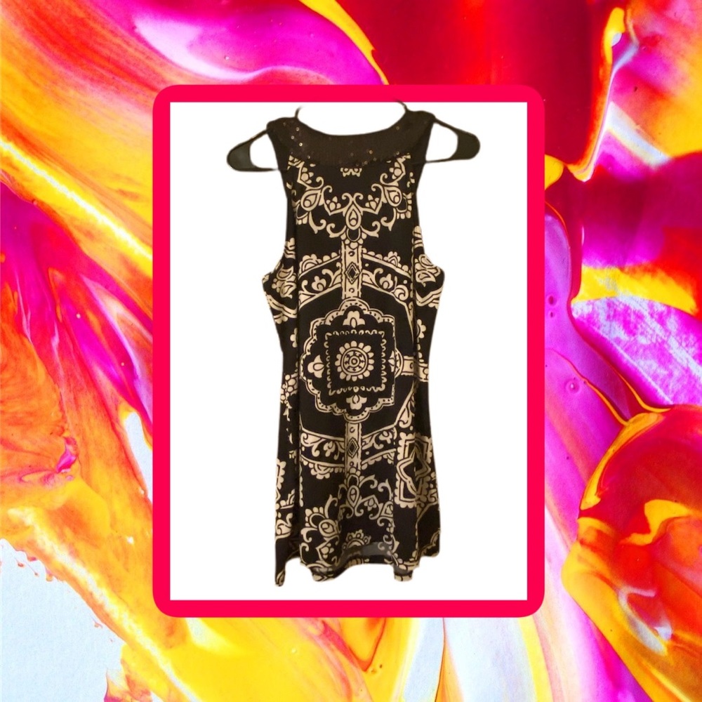 Black & white top with black sequins